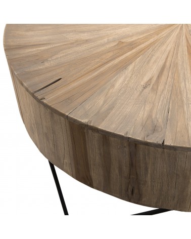Tablero redondo para mesa en madera de teca Trivento. Parte de un