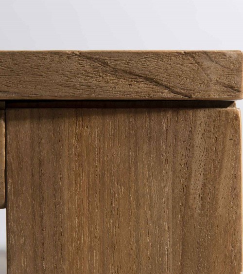 RAW MATERIALS® Mesa baja con gaveta en madera de teca. Pieza