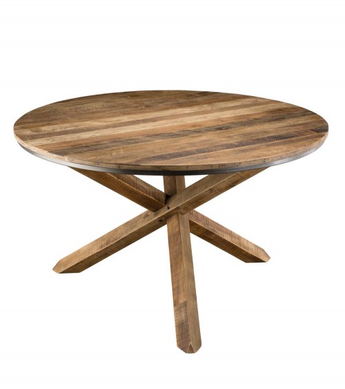 Mesa de comedor redonda de madera de teca reciclada d130 Alida