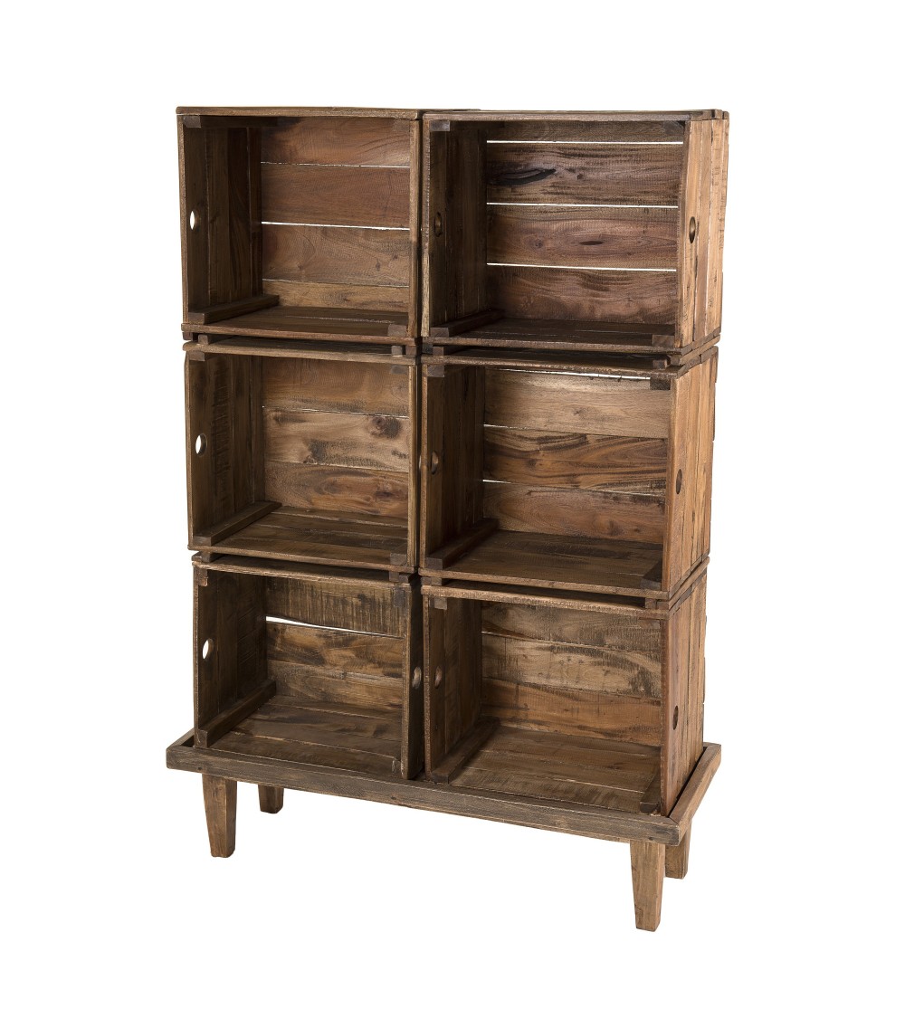 Mueble de almacenaje con 6 cajas en madera de caoba