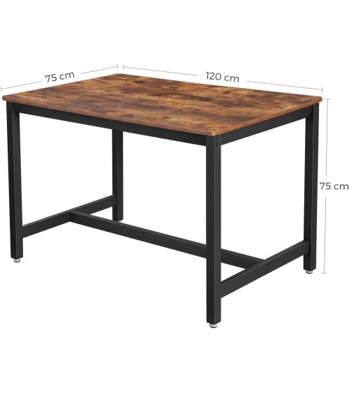 Mesa de comedor con tablero de madera con esquinas redondeadas