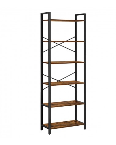 LVB Estanterías rústicas y estantes para libros, estantería de madera de  metal de 6 niveles y estante para libros, estante vertical industrial  Etagere