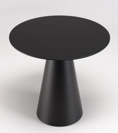 Mesa auxiliar redonda negra con pata cónica de metal de 50 cm