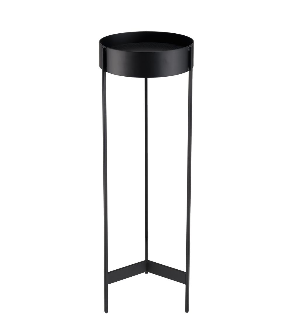 Pedestal negro redondo con patas de metal de 90 x 31 cm