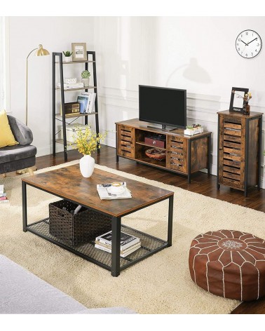 Mueble para TV con estantes abiertos y 2 puertas, de eco madera y madera  sólida