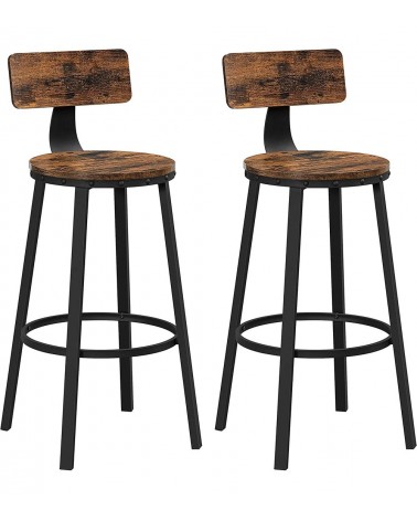Set de 2 taburetes altos para bar o cocina de eco madera y hierro