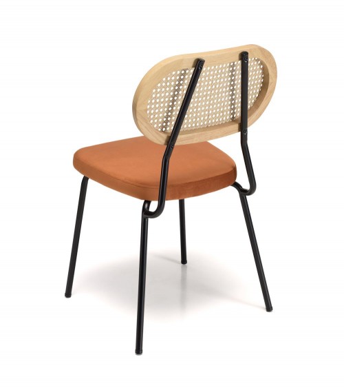 Set de 2 sillas de diseño de terciopelo bronce y metal negro