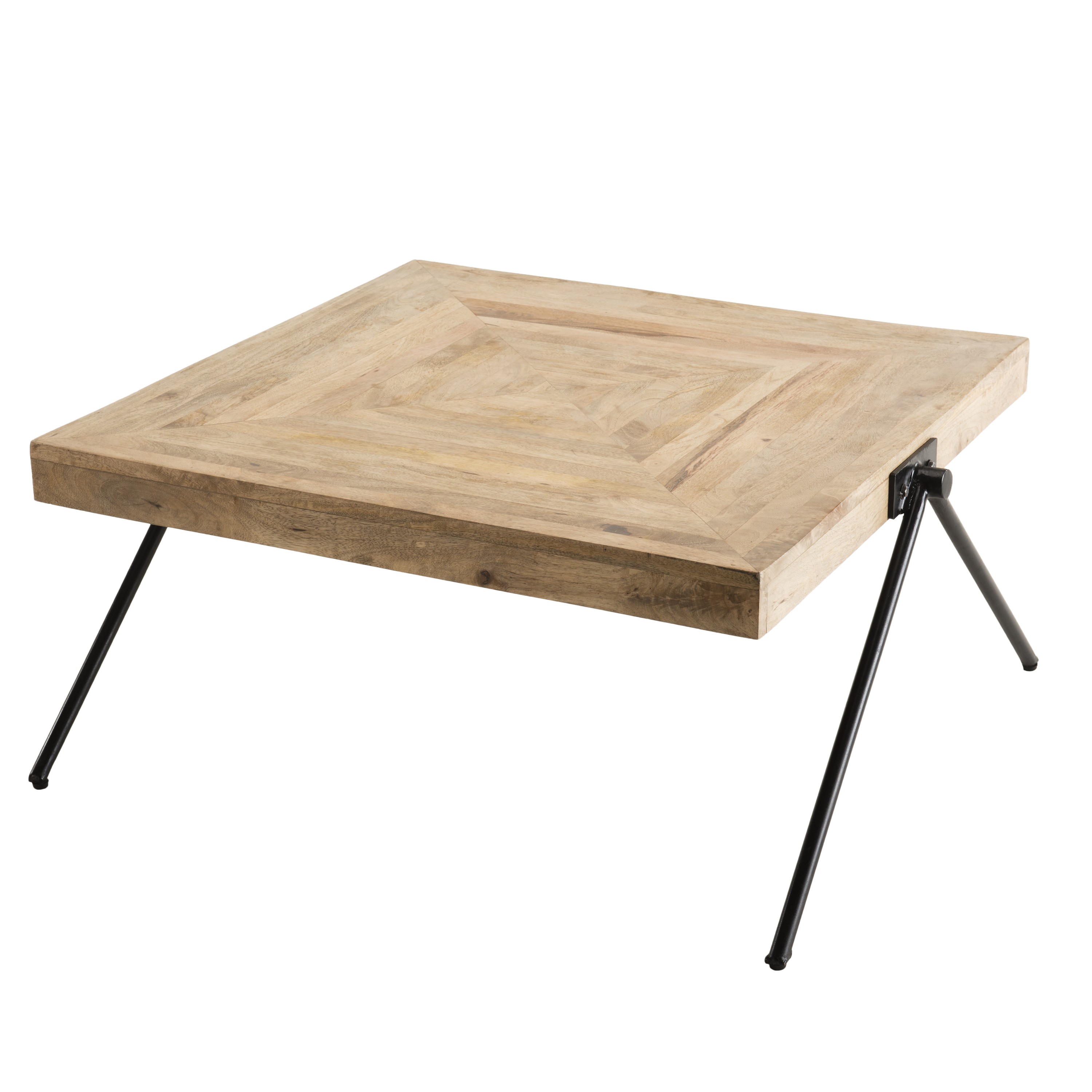 Mesa baja cuadrada para salón comedor en madera y patas de metal