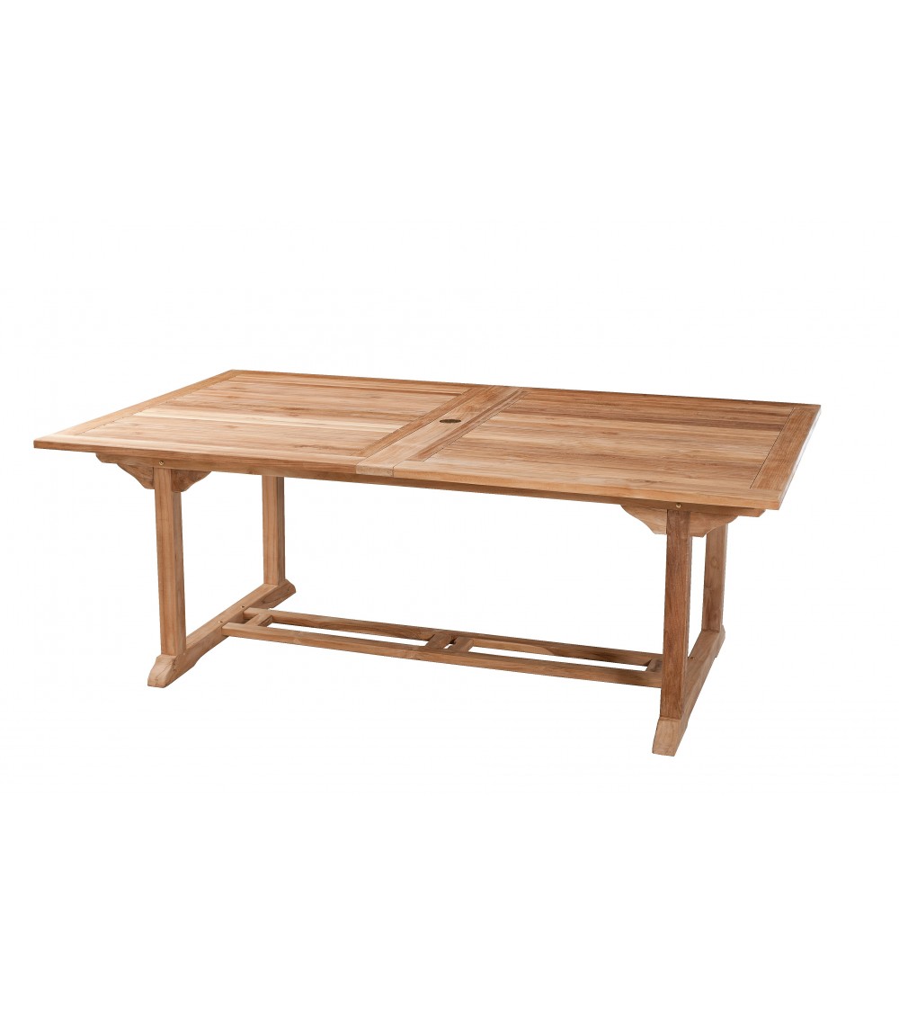 Mesa de madera de teca para comedor de jardín rectangular de
