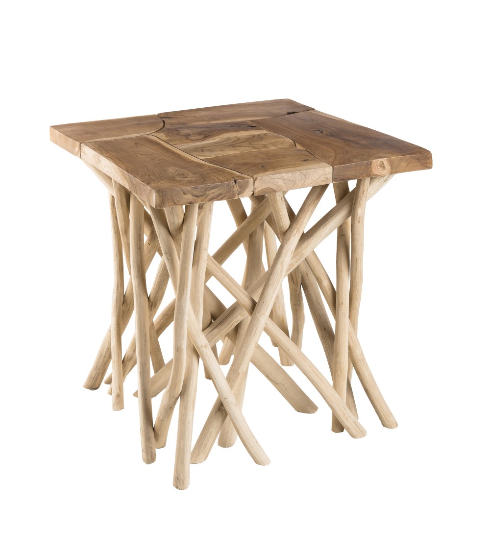 Mesas auxiliares baratas de madera natural
